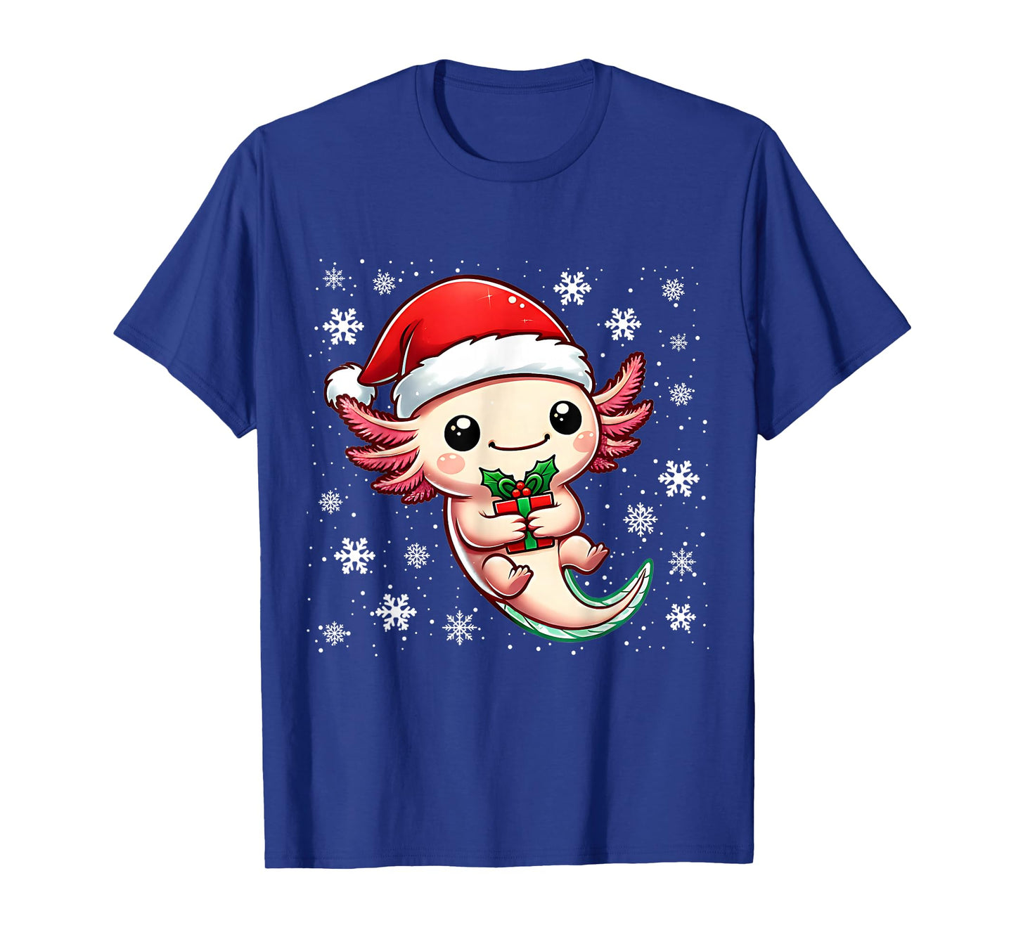 Christmas Axolotl Santa Hat Boy Girl Kids Xmas Axolotl Lover T-Shirt
