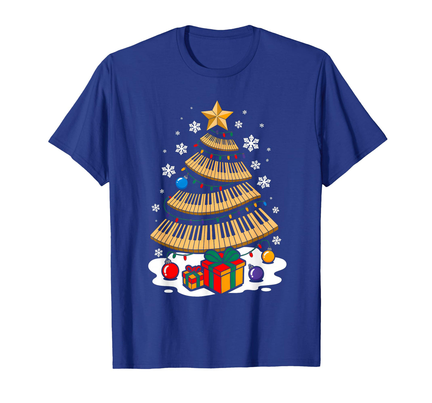 Christmas Piano Player Xmas Tree Funny Music Lover Santa T-Shirt