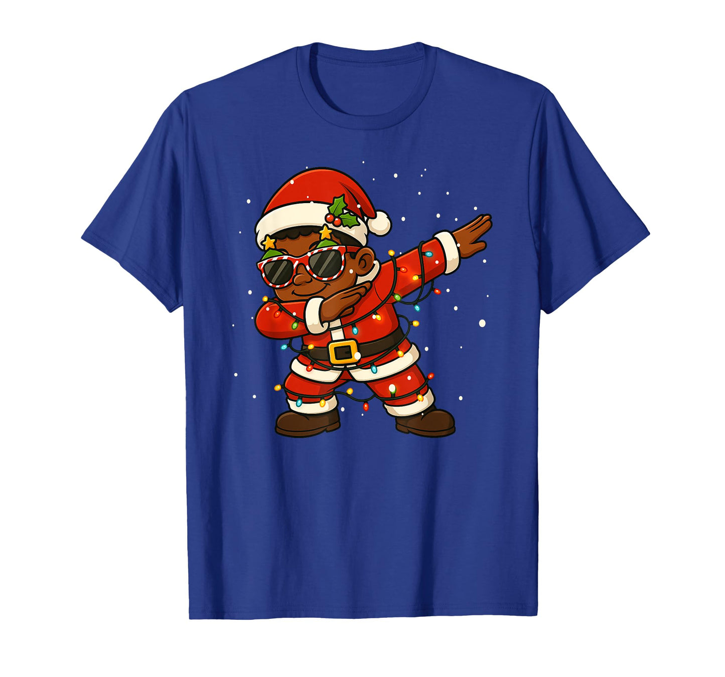 Funny Black Kid Merry Christmas Dabbing Santa Xmas Boys Girl T-Shirt