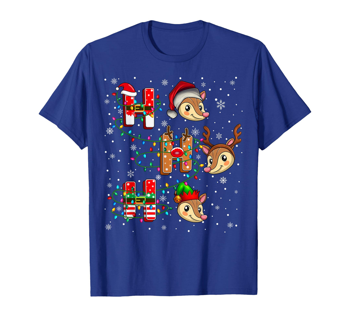 Ho Ho Ho Santa Reindeer Hat Elf Armadillo Animal Christmas T-Shirt