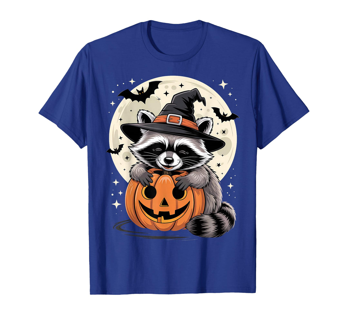 Halloween Raccoon Witch Hat Pumpkin Spooky T-Shirt