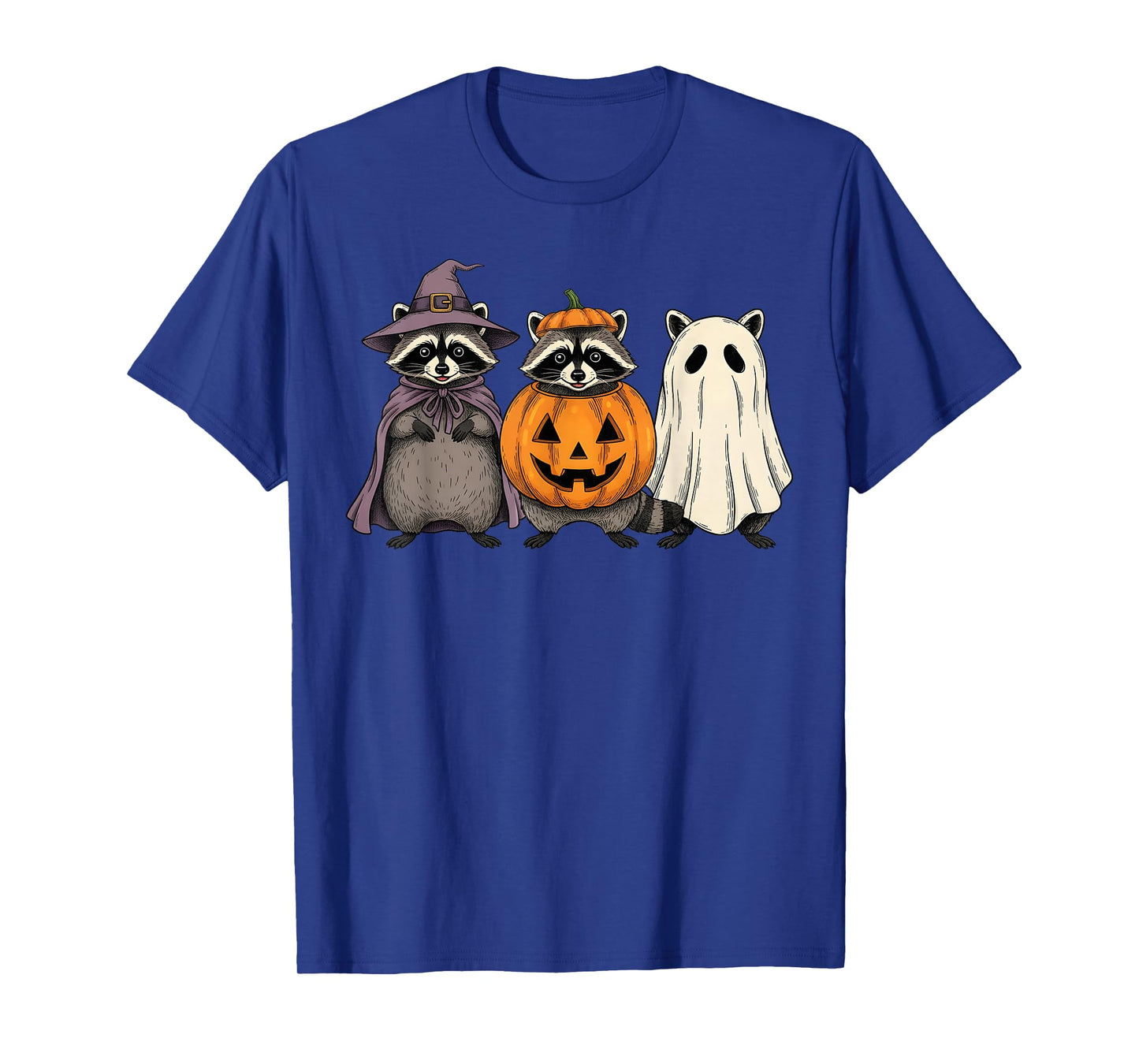 Spooky Ghost Raccoon Lover Pumpkin Halloween T-Shirt