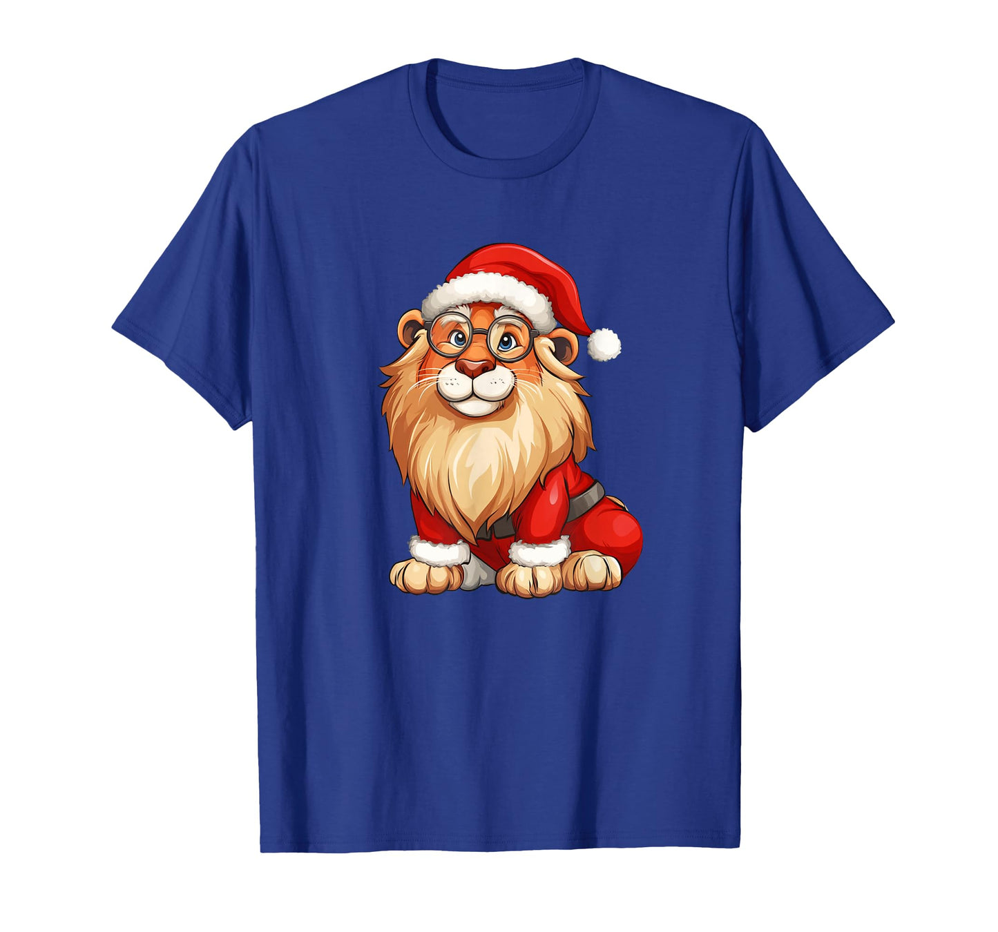 Festive Lion Roaring in a Santa Claus Hat Costume T-Shirt