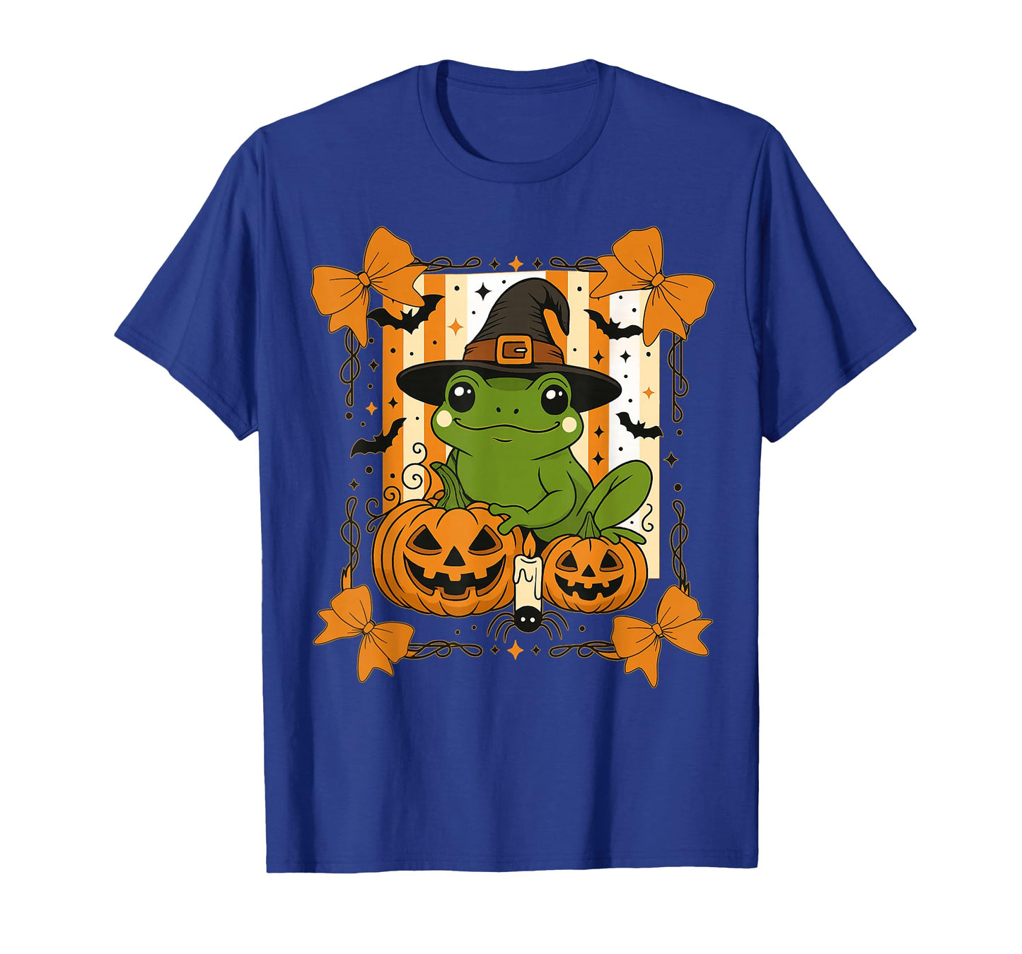 Witch Frog and Jack O Lantern Pumpkin Halloween T-Shirt