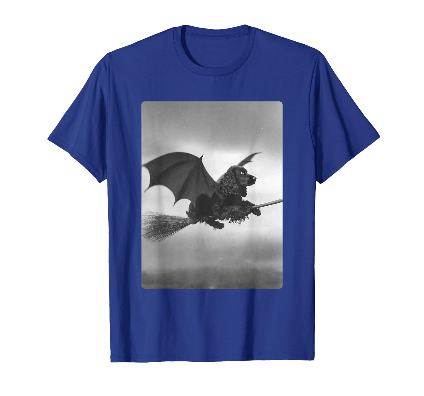 Cocker Spaniel Witch Broom Bat Wings Spooky Halloween Dog T-Shirt
