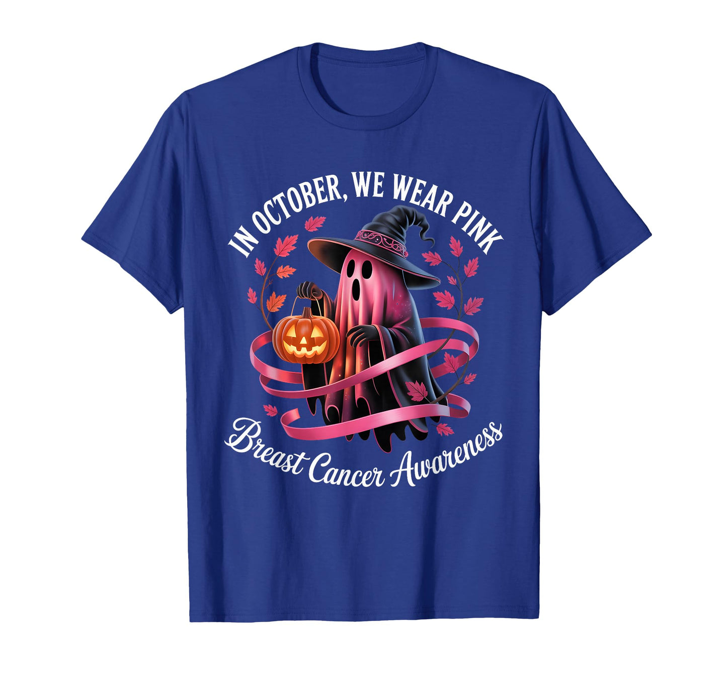 October Pink Ghost Witch Breast Cancer Awareness T-Shirt