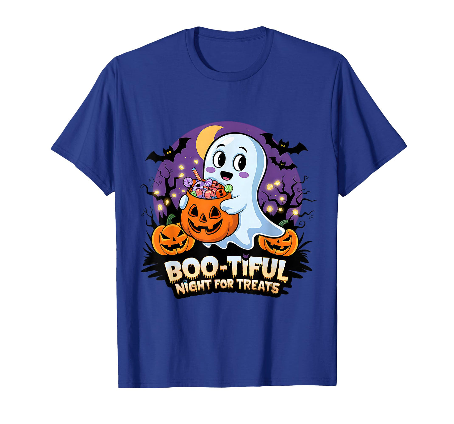 Cute Funny Ghost Halloween Design Boo-Tiful Night for Treats T-Shirt