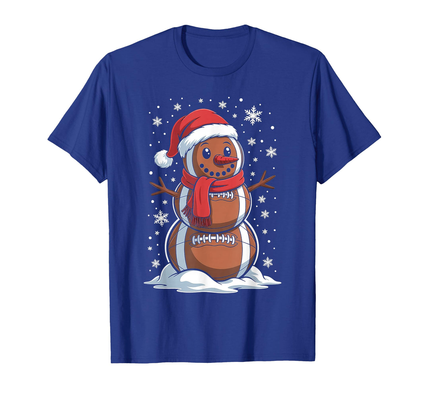 Merry Christmas Football Snowman Holiday Sports Xmas Pajamas T-Shirt