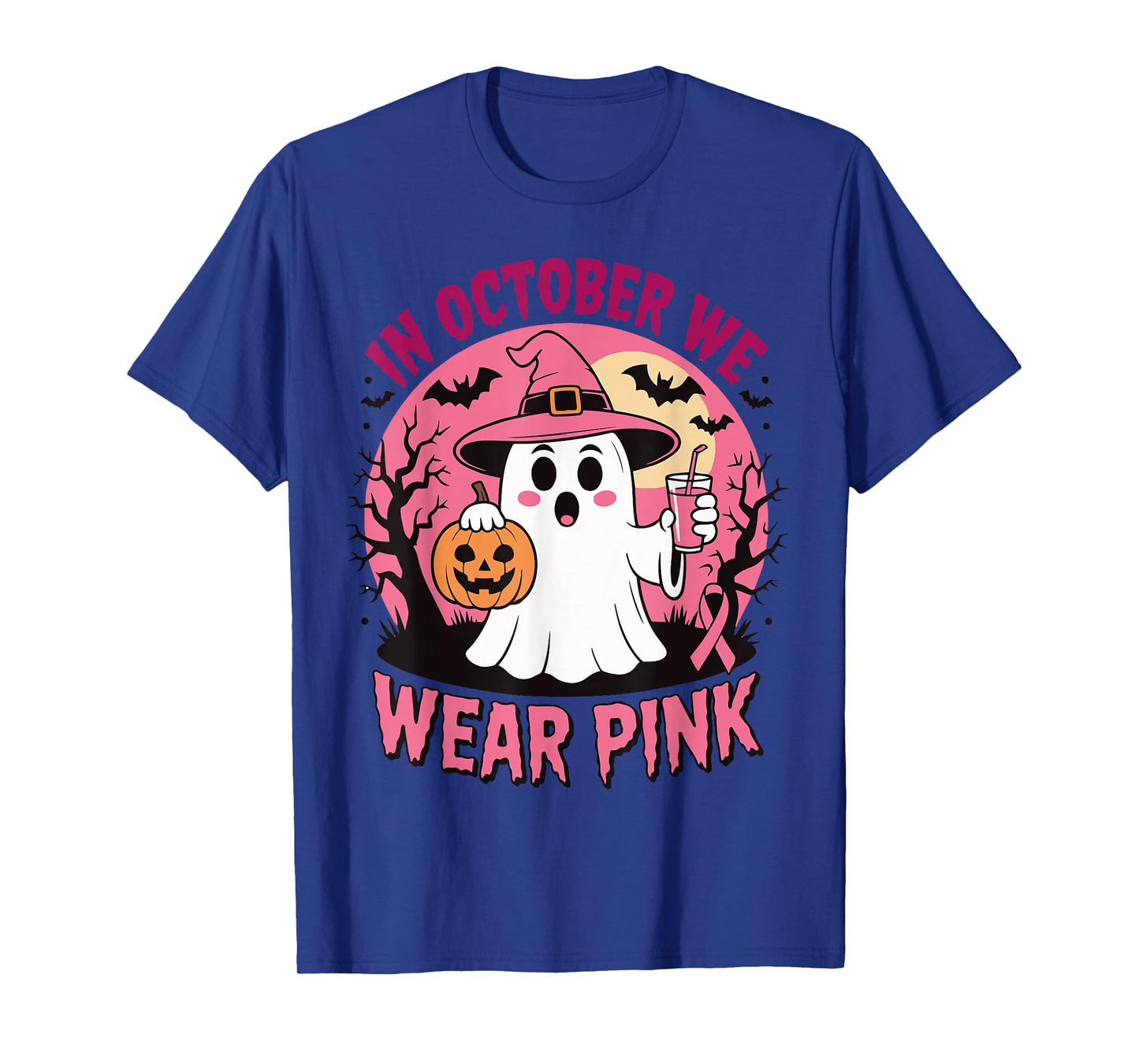 Breast Cancer in October We Wear Pink Ghost for Women T-Shirt