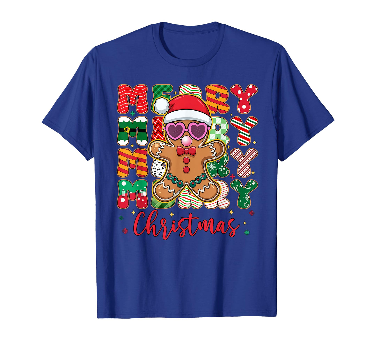 Gingerbread Blowing Bubble Gum Pink Sunglasses Christmas Kid T-Shirt
