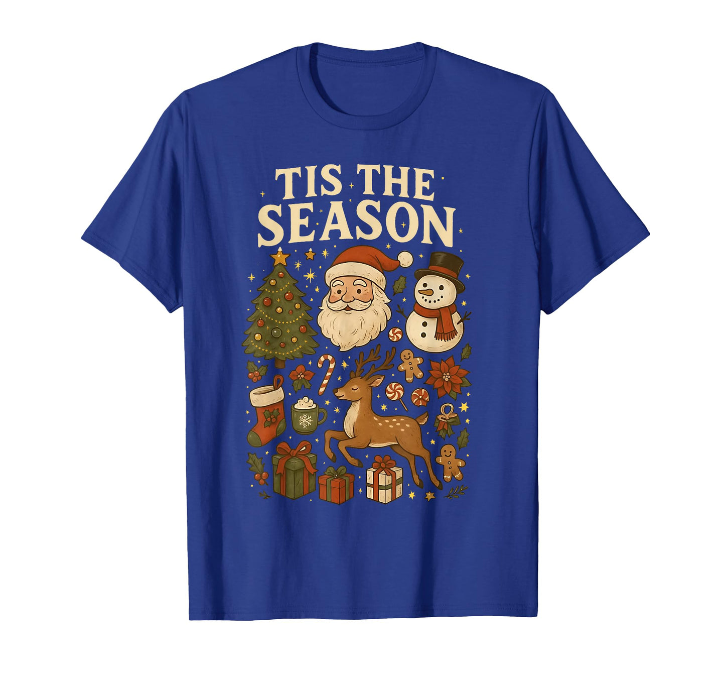 ‘Tis The Season Vintage Christmas Cute Icons Holiday Graphic T-Shirt