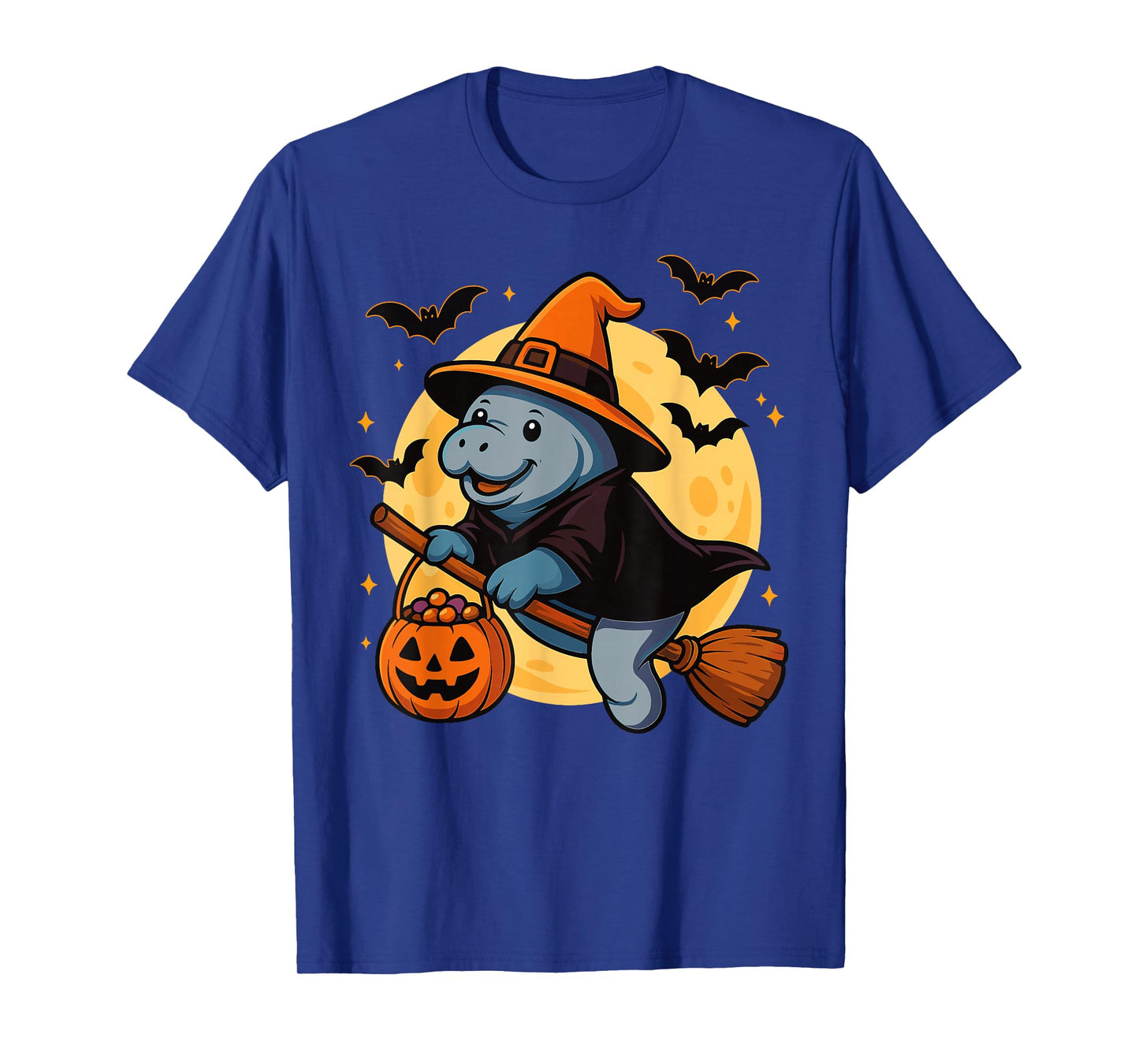 Manatee Witch Hat Pumpkin Halloween Spooky Season T-Shirt