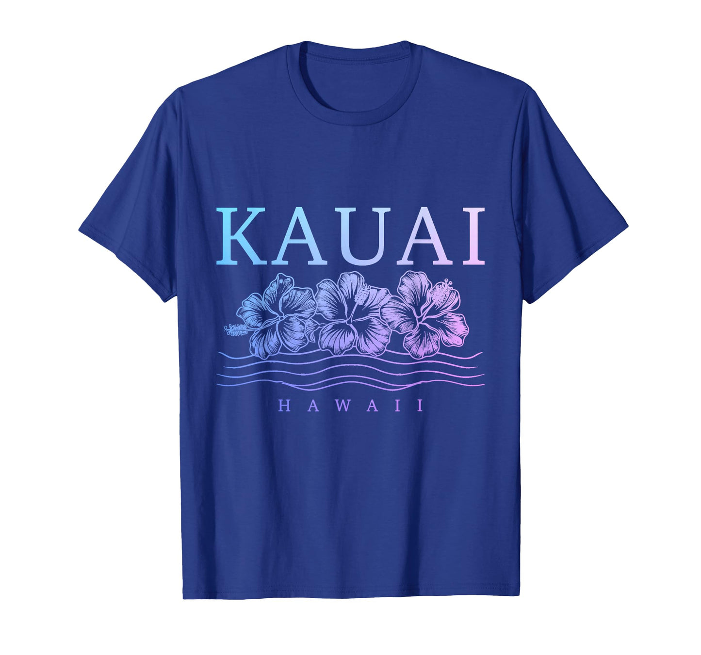 Kauai Hawaii Hawaii Hawaii Hibiscus Flowers Surfer Souvenir T-Shirt