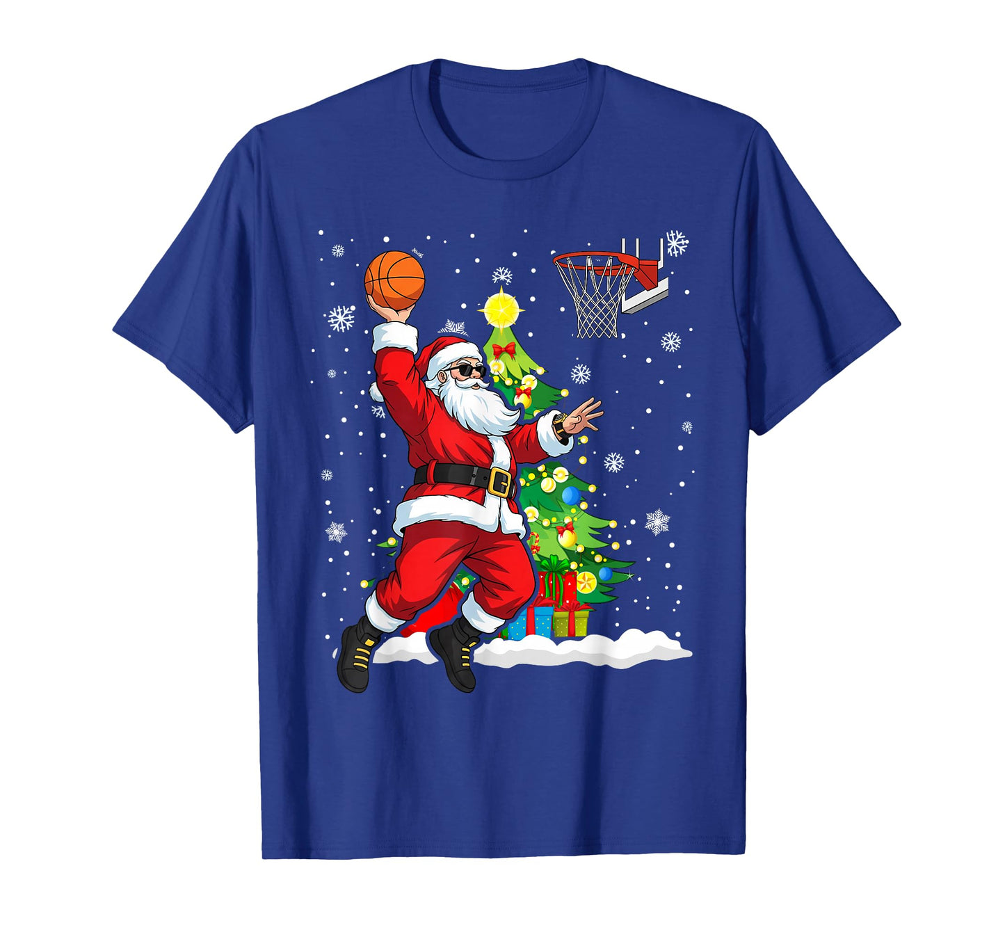 Basketball Christmas Men Boys Santa Claus T-Shirt