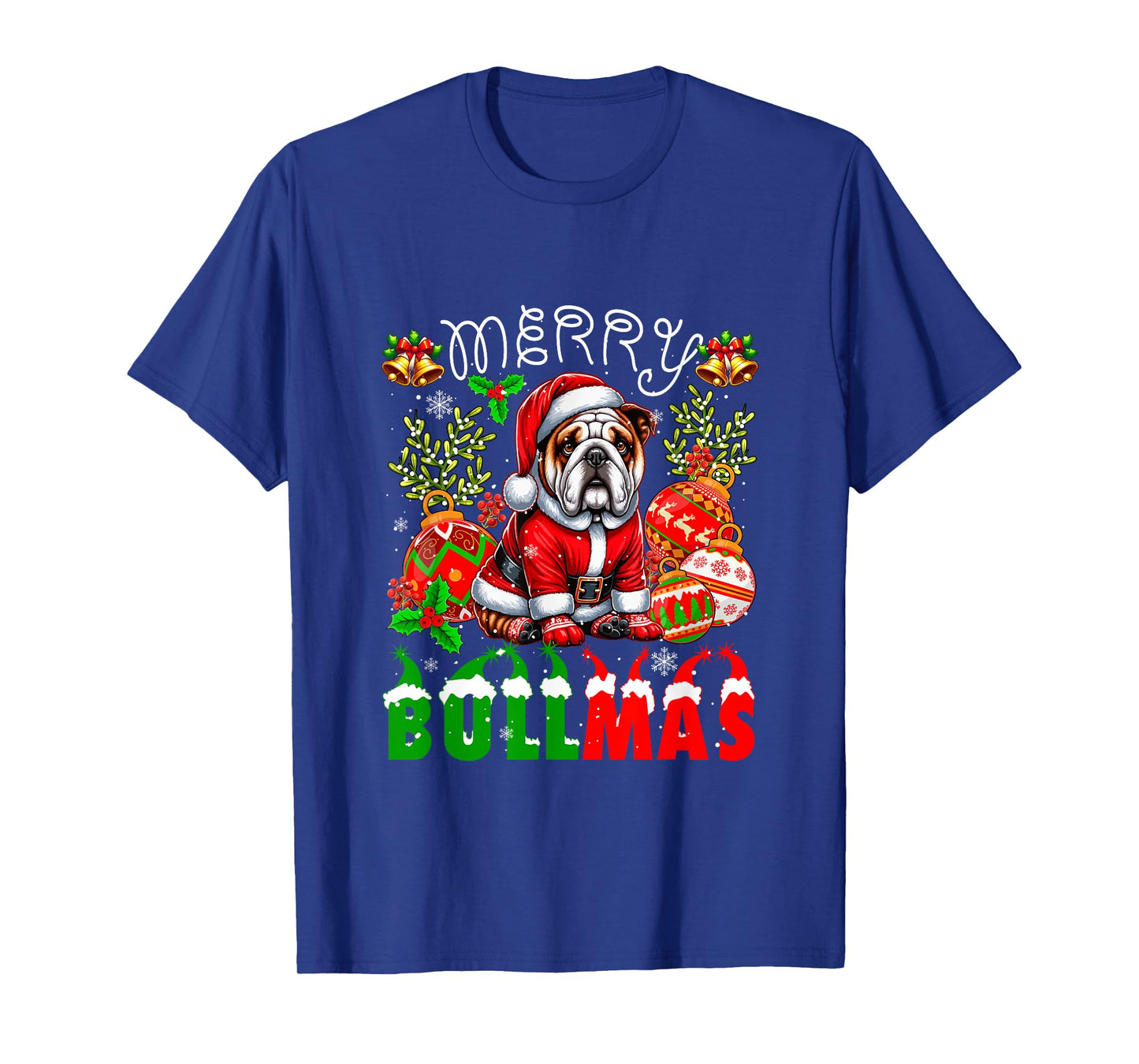 Merry Bullmas Santa Bulldog Decorating Xmas Owner Family T-Shirt