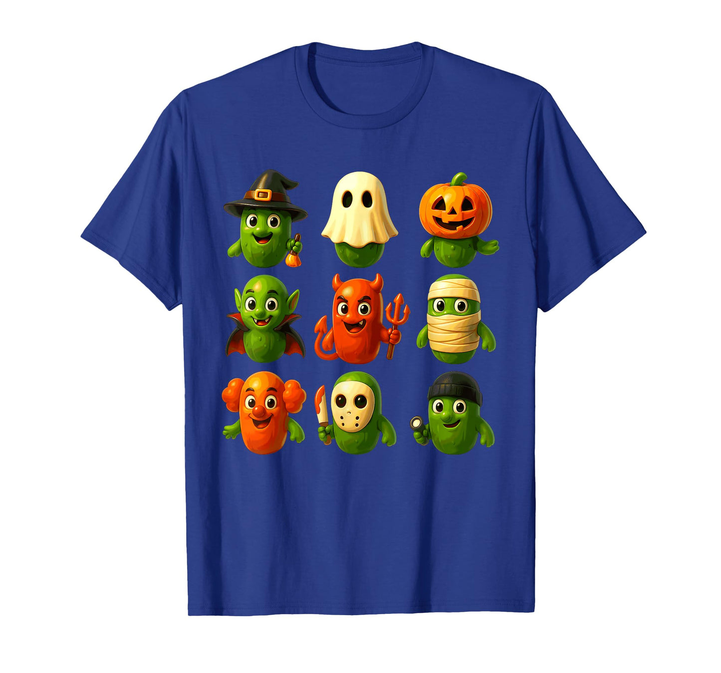 Cute Pickles Witch Pumpkin Mummy Ghost Costume Halloween Day T-Shirt