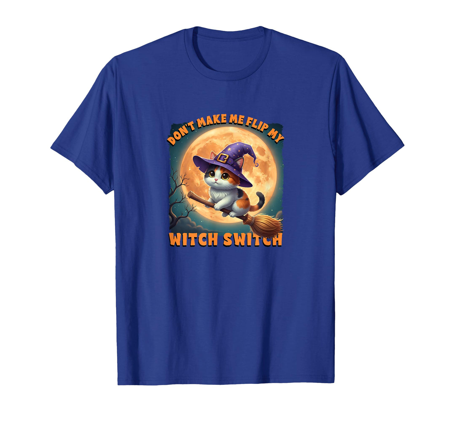 Calico Cat Halloween Lazy Costume Flip My Witch Switch T-Shirt
