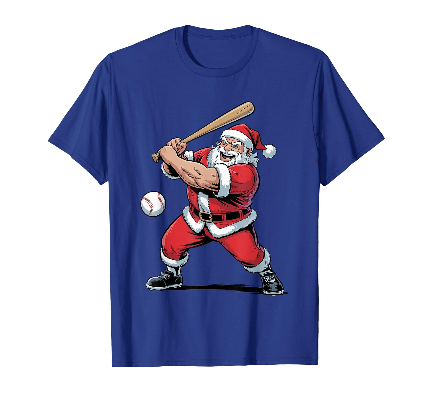 Santa Playing Baseball Funny Holiday Christmas Xmas Pajama T-Shirt