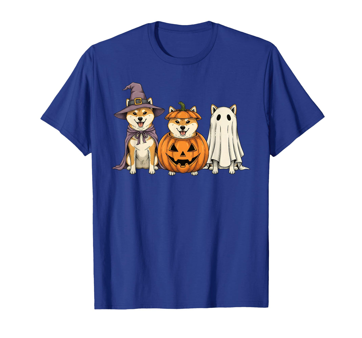 Spooky Ghost Shiba Inu Pumpkin Halloween Dog Lover T-Shirt