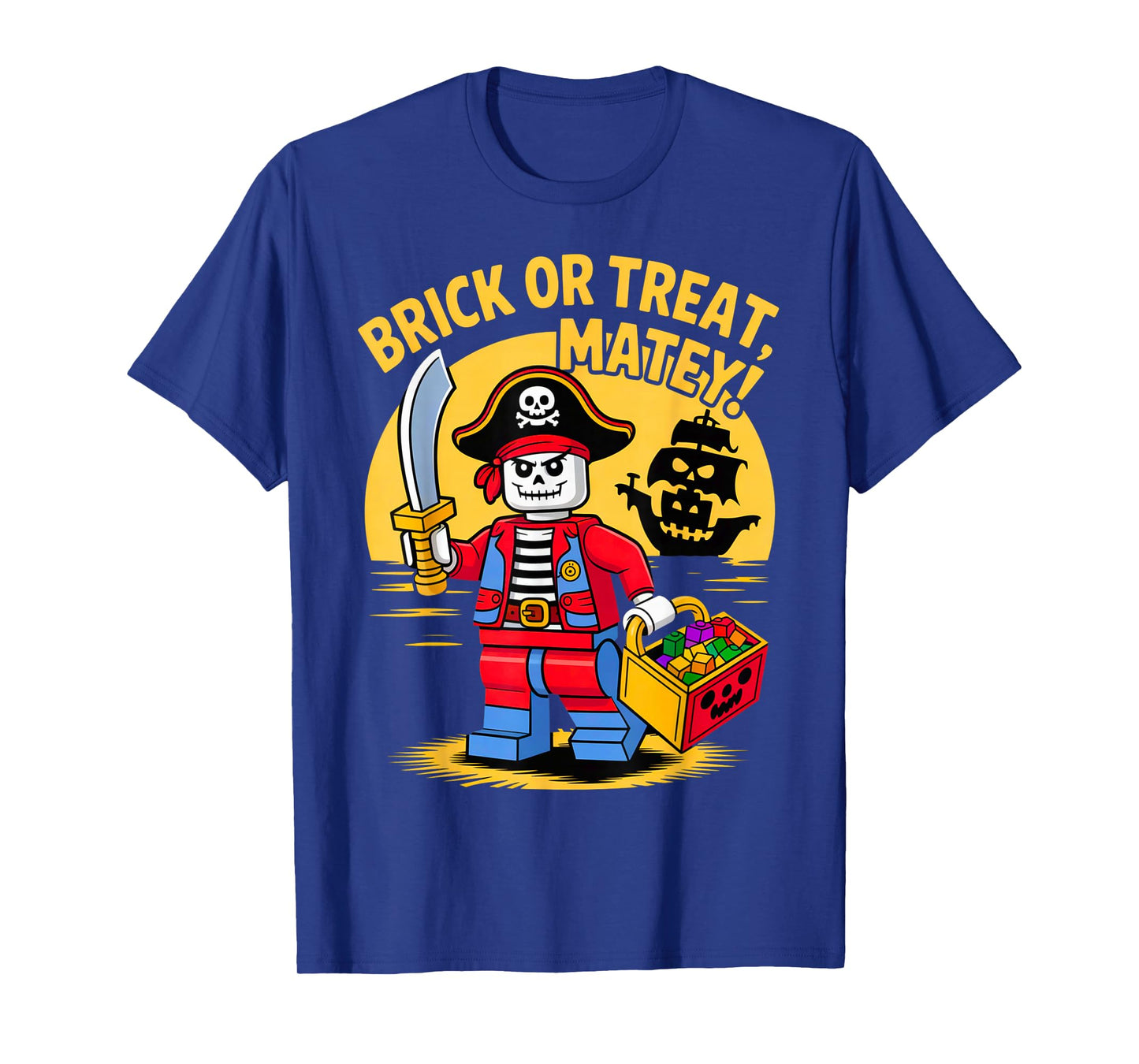 Halloween Bricks Pirate Skeleton Builder Blocks Building Toy T-Shirt
