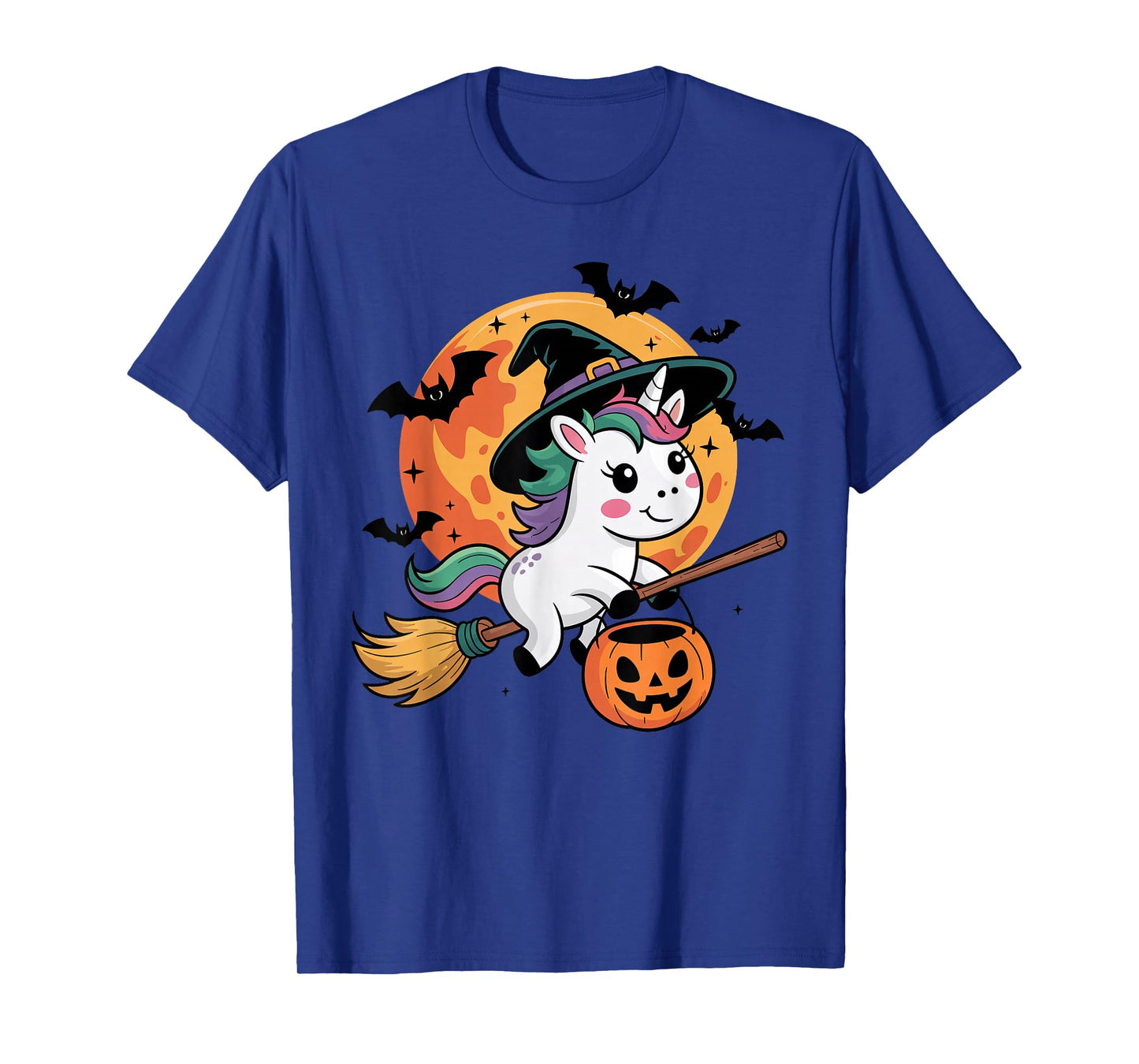 Trick or Treat Unicorn Witch Halloween Pumpkin Candy Bucket T-Shirt