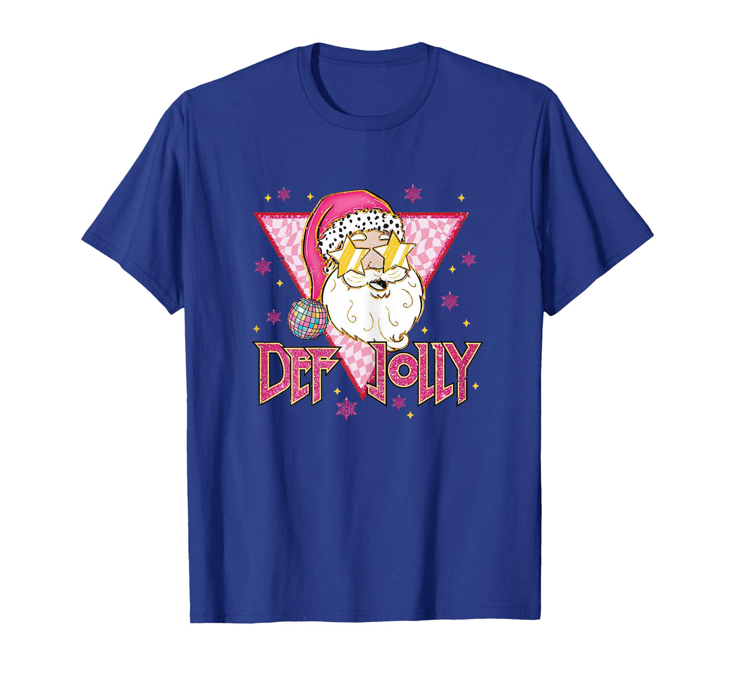 Womens Def Jolly Santa Claus Pink Retro Checkered Christmas Girly T-Shirt