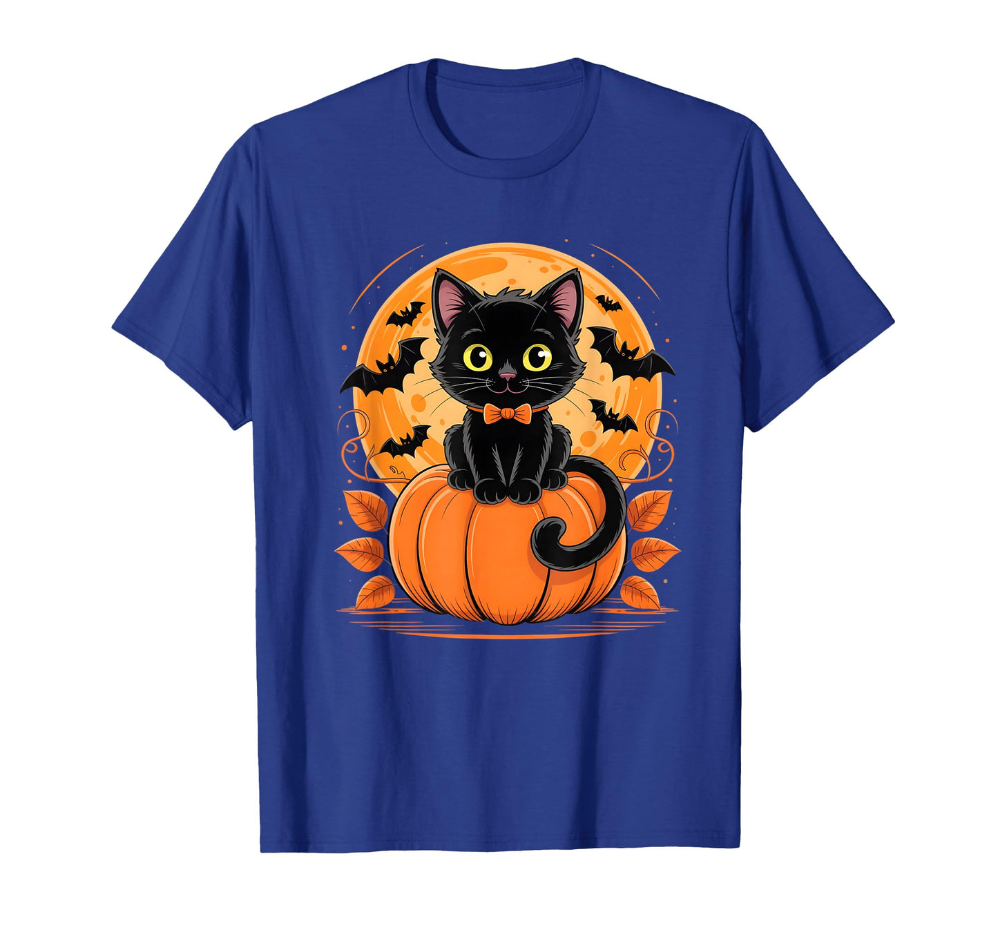 Retro Black Cat Pumpkin Halloween Costume Fall Autumn Season T-Shirt