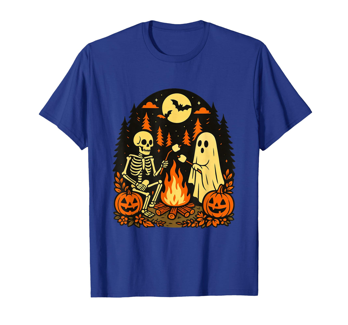 Halloween Spooky Skeleton and Ghost Campfire Vintage T-Shirt