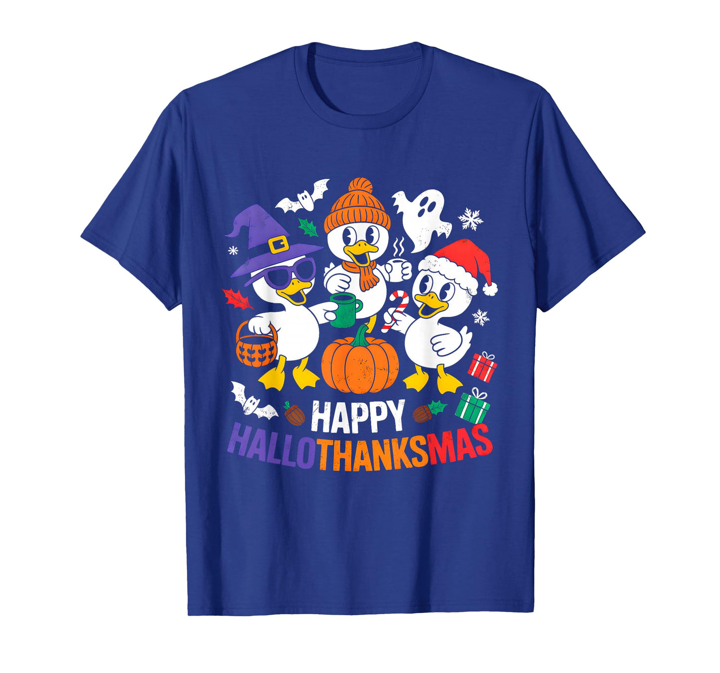Duck Halloween Thanksgiving Christmas Happy Hallothanksmas T-Shirt