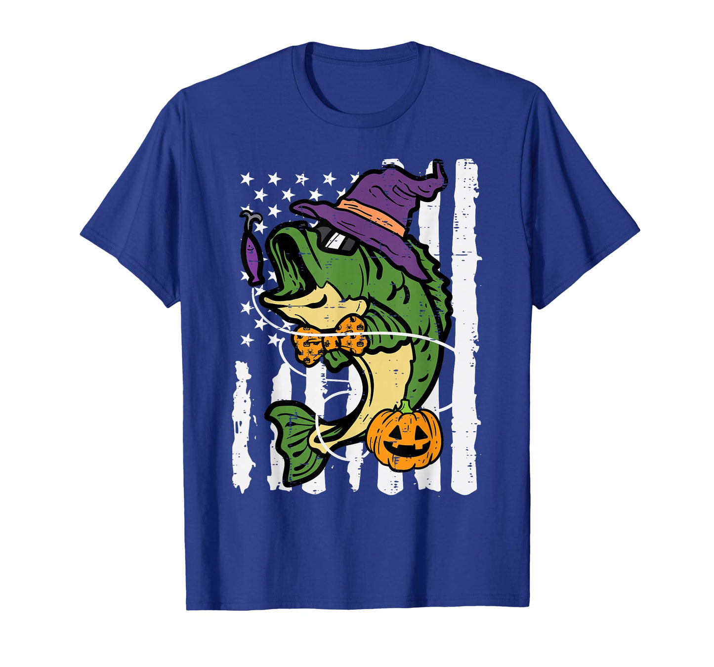 Halloween Bass Fish US Flag Costume Patriot Men Kids Women T-Shirt