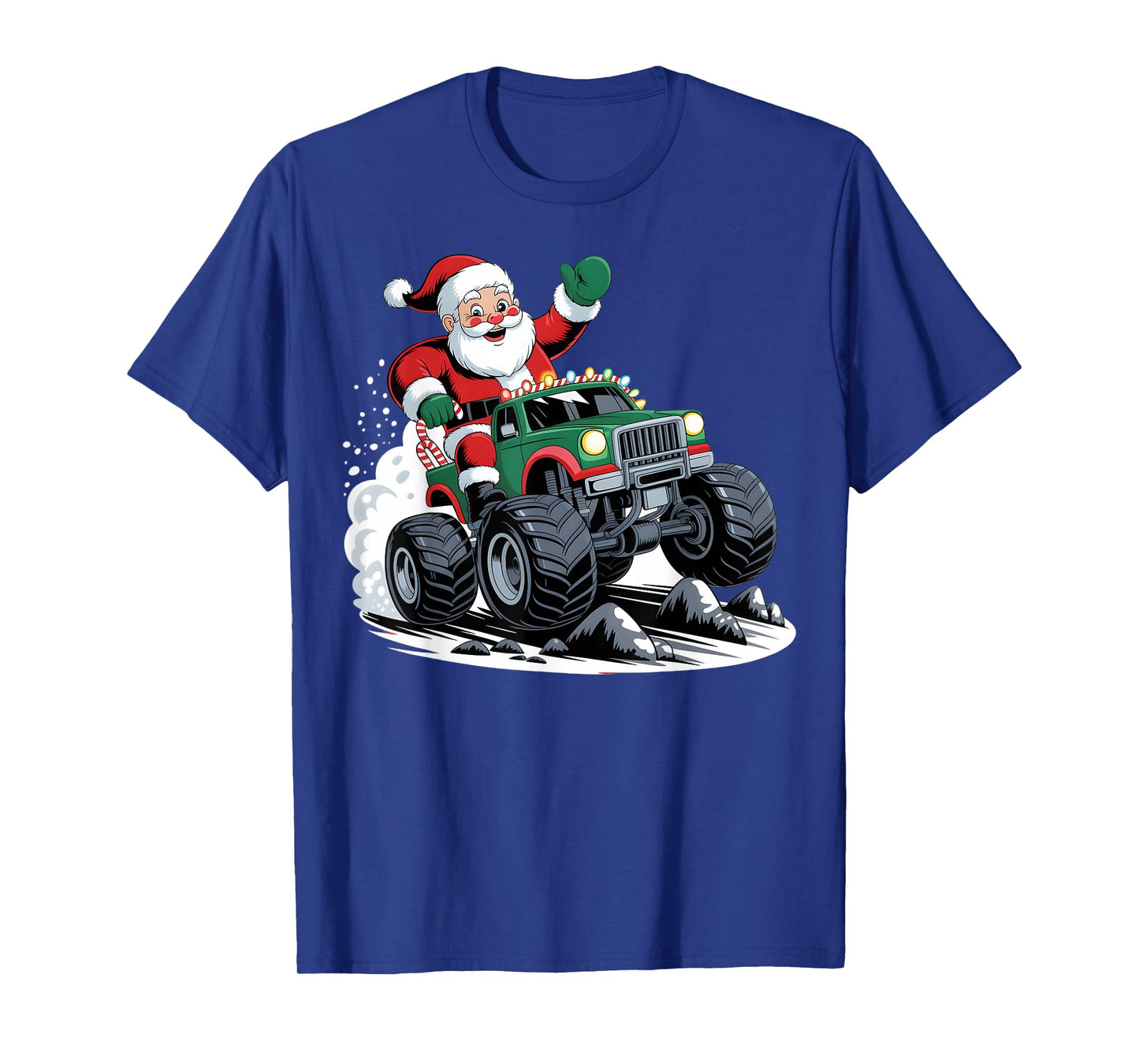Monster Truck Christmas Santa Claus Funny Xmas Boys Kids T-Shirt