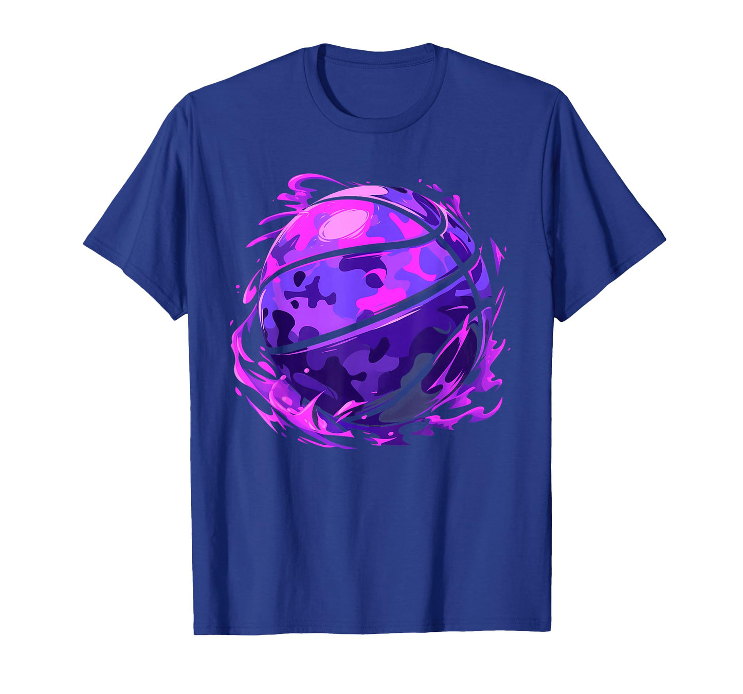 Purple Basketball Camouflage For Men Women Kids Youth Player T-Shirt