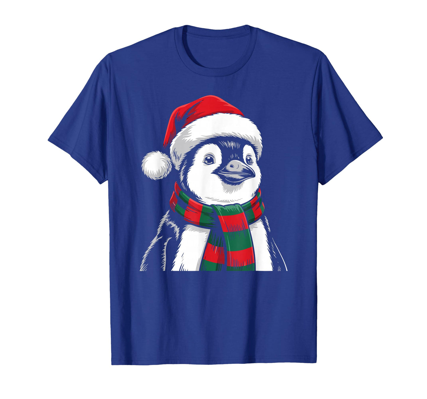 Penguin Xmas Santa Hat Scarf Christmas Costume T-Shirt