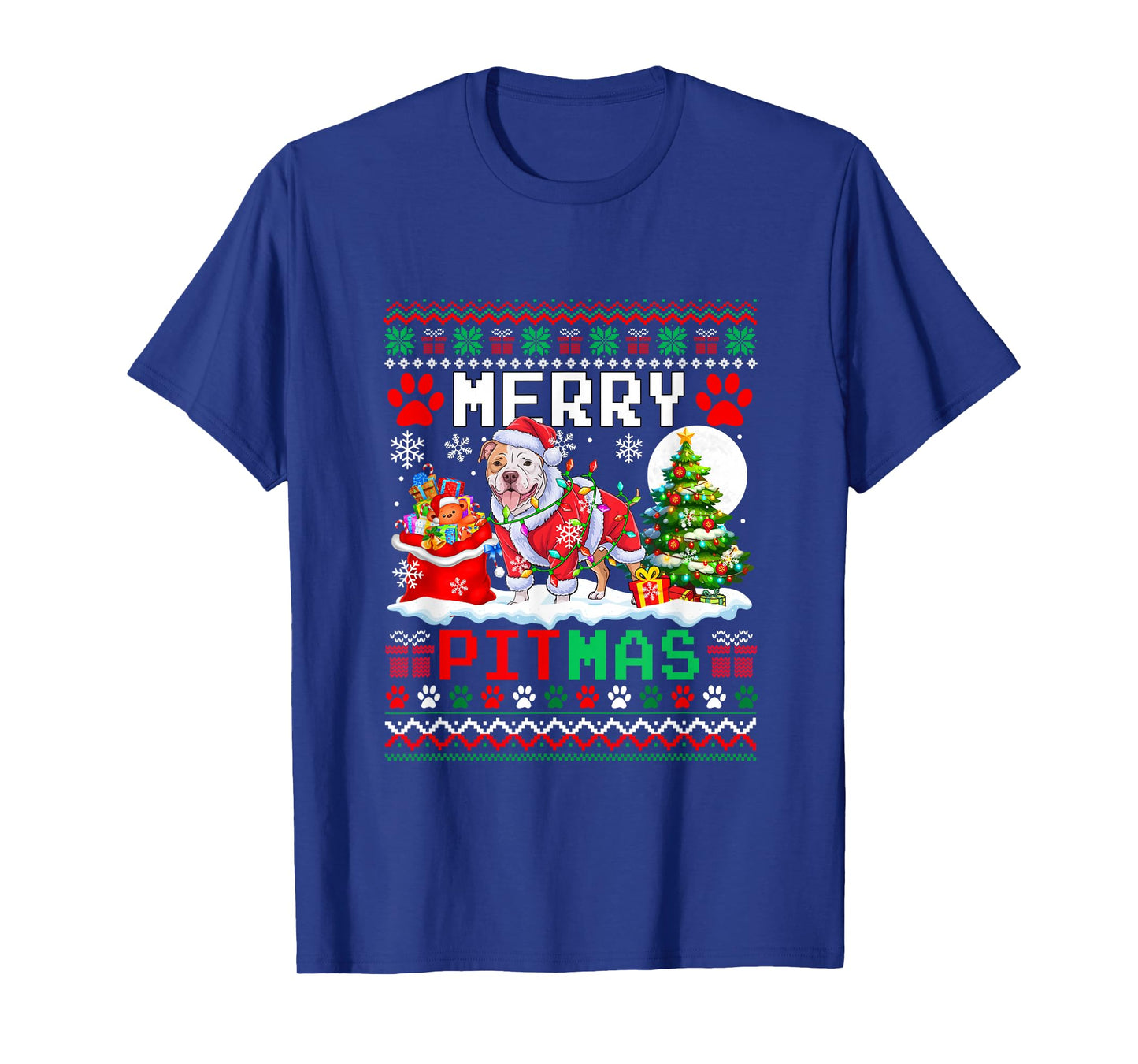 Merry Pitmas Christmas Sweater Santa Pit Bull Funny Owner T-Shirt