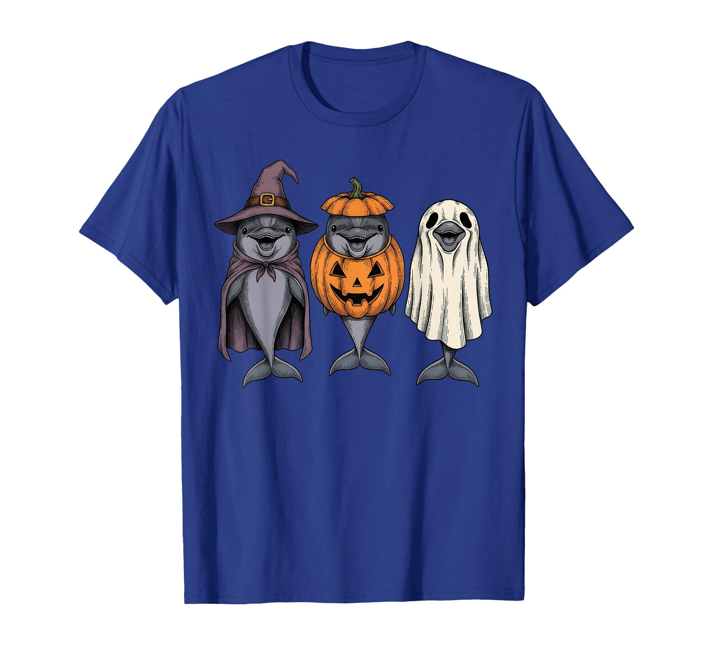 Spooky Ghost Dolphin Lover Pumpkin Halloween T-Shirt