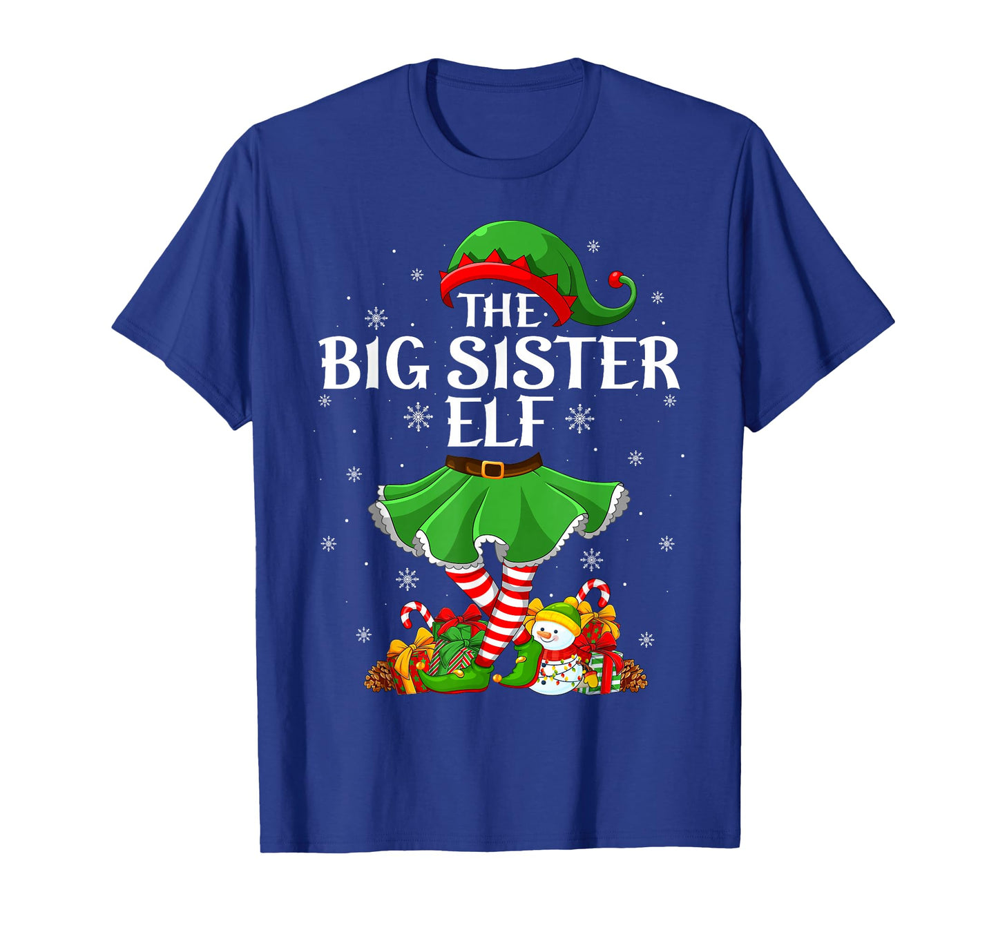 Big Sister Elf Christmas Family Elf Squad Xmas Girls Women T-Shirt