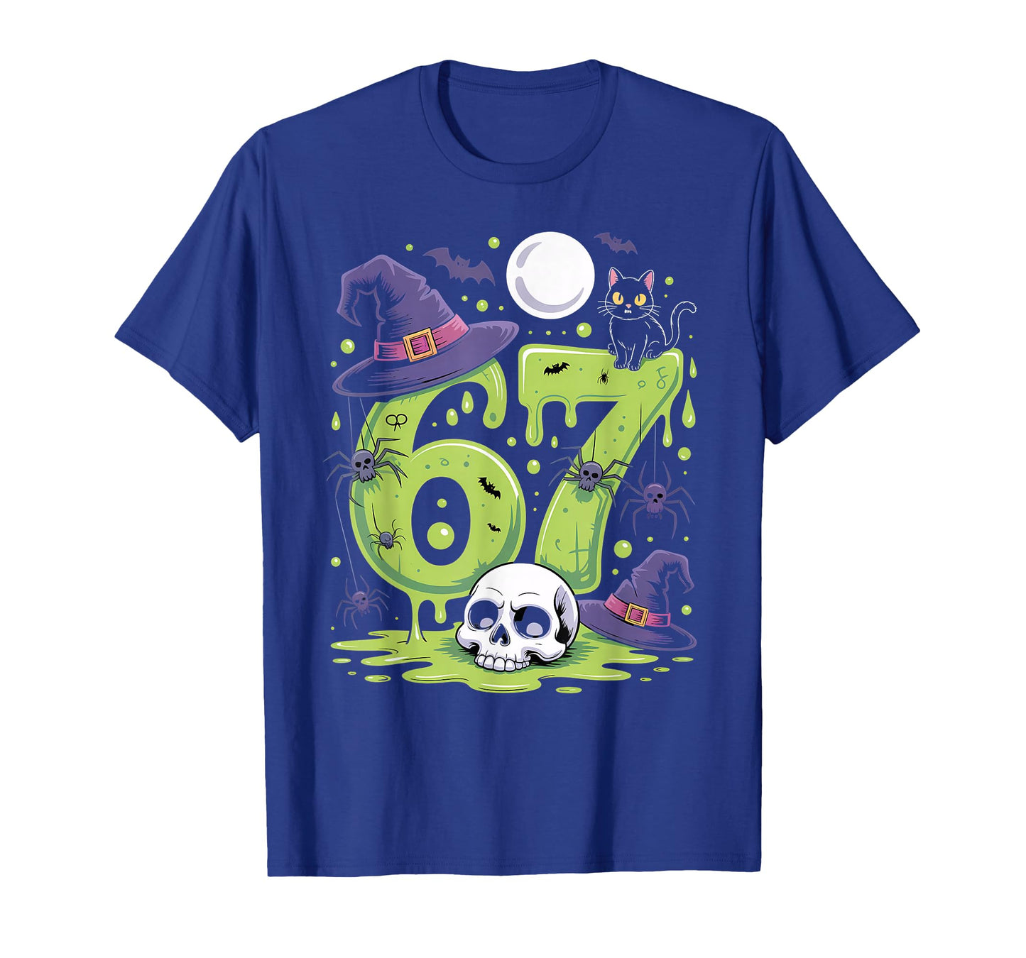 Witch Cat Number 67 Meme Six Seven Gen Alpha Slang Halloween T-Shirt