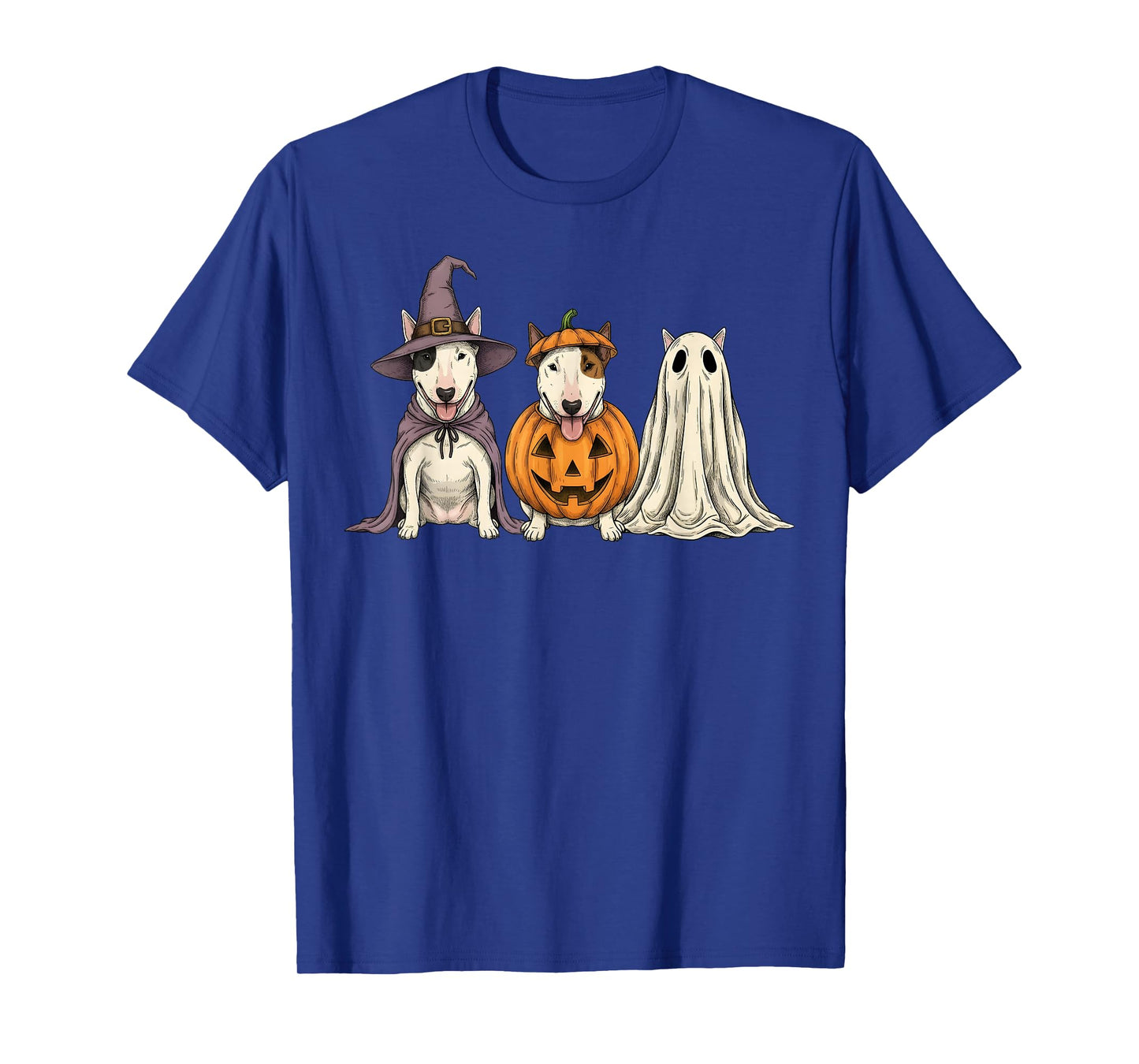 Spooky Ghost Pumpkin Bull Terrier Halloween Dog Lover T-Shirt