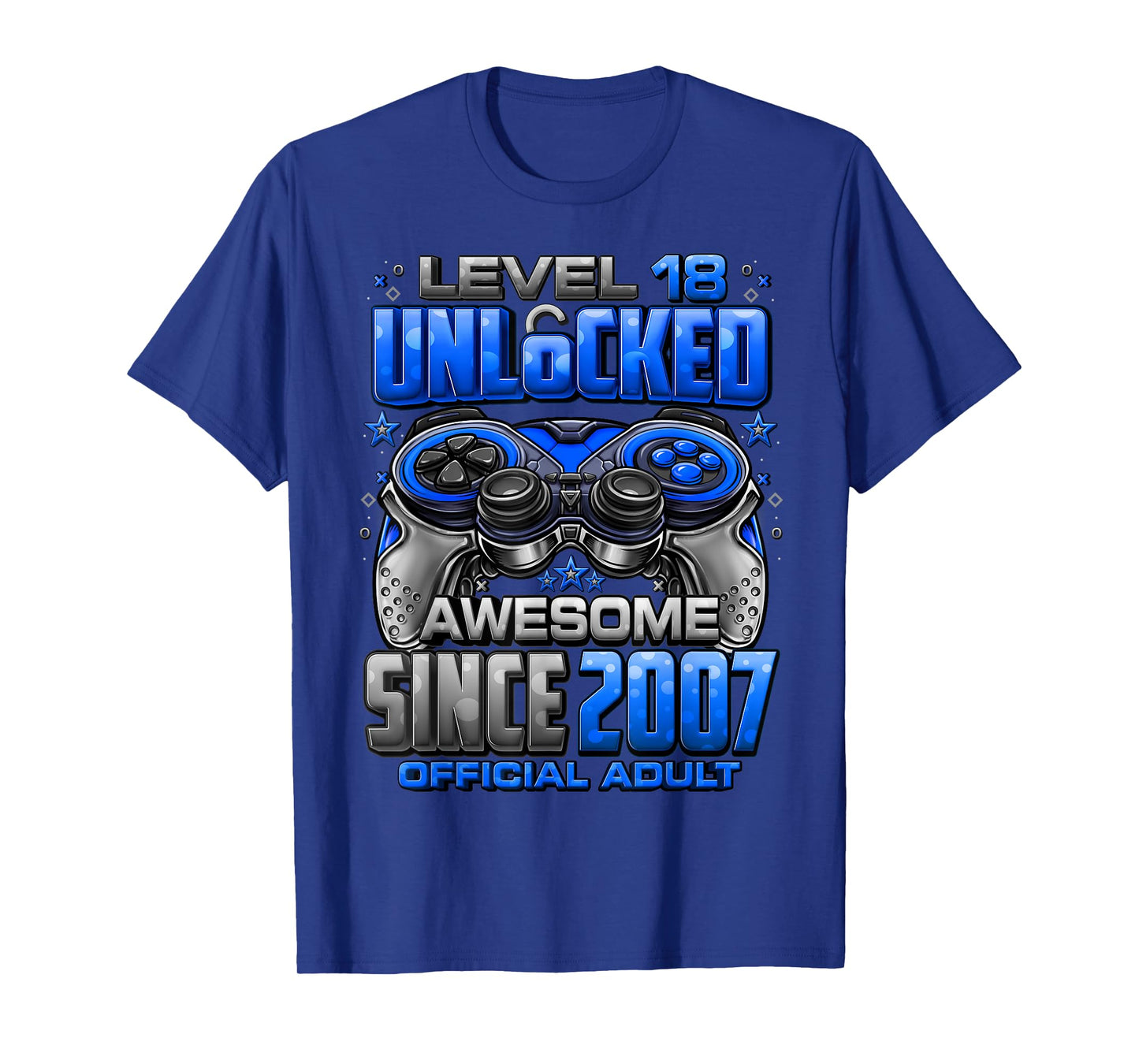 Level 18 Unlocked Awesome Since 2007 18th Birthday Gaming T-Shirt