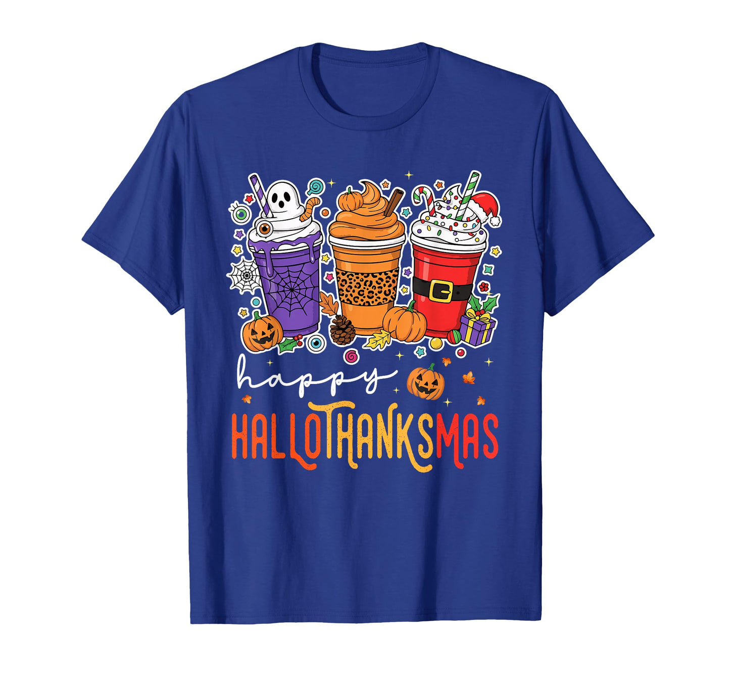Happy Hallothanksmas Halloween Thanksgiving Christmas T-Shirt
