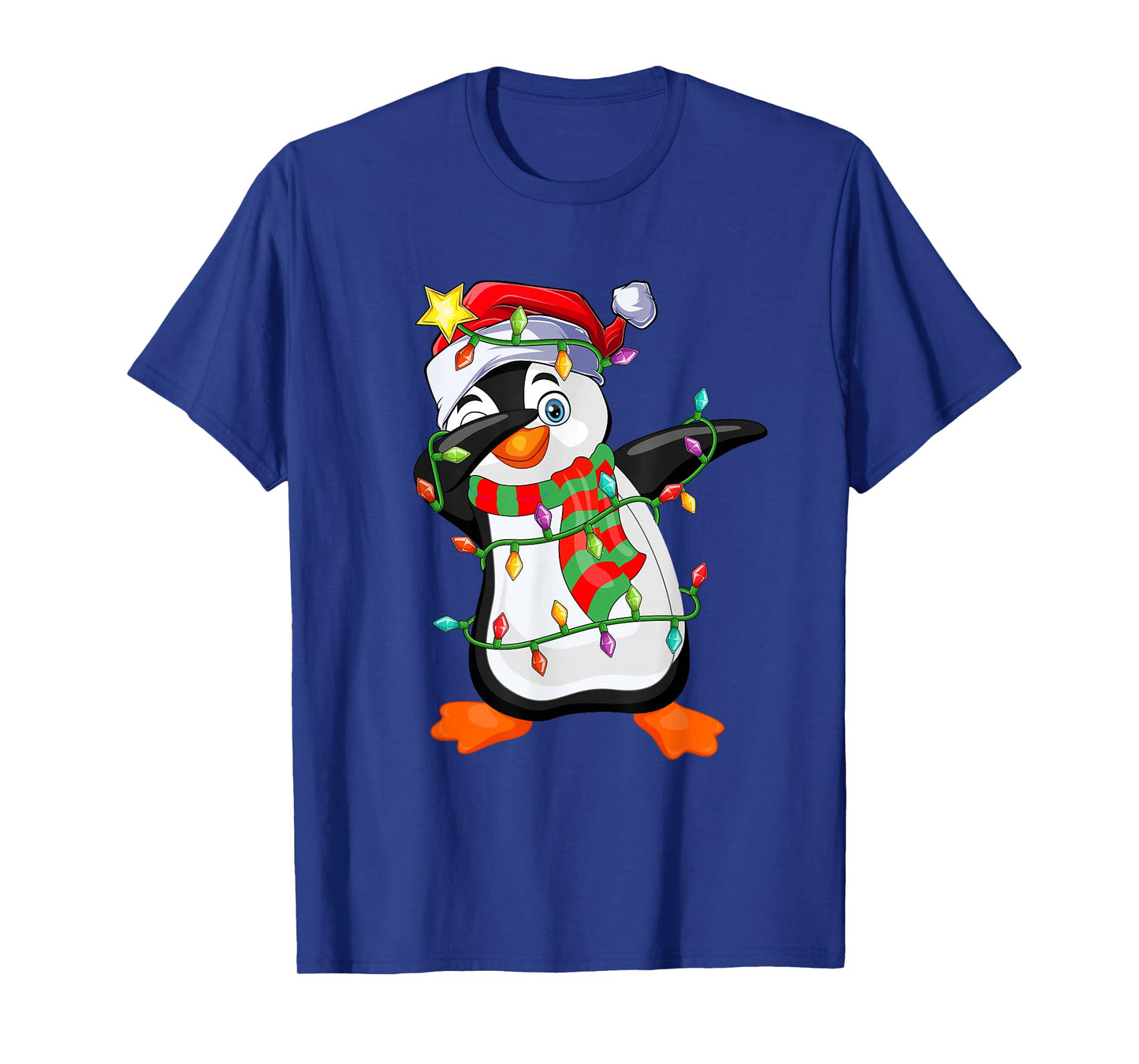 Penguin Christmas Santa Hat Xmas Lights Family Funny Holiday T-Shirt