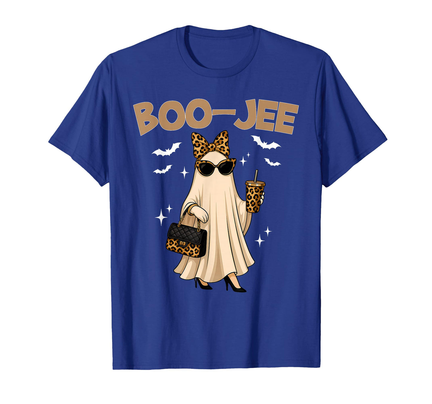 Coquette Leopard Ghost Coffee Boo-JEE Halloween Boujee Ghost T-Shirt