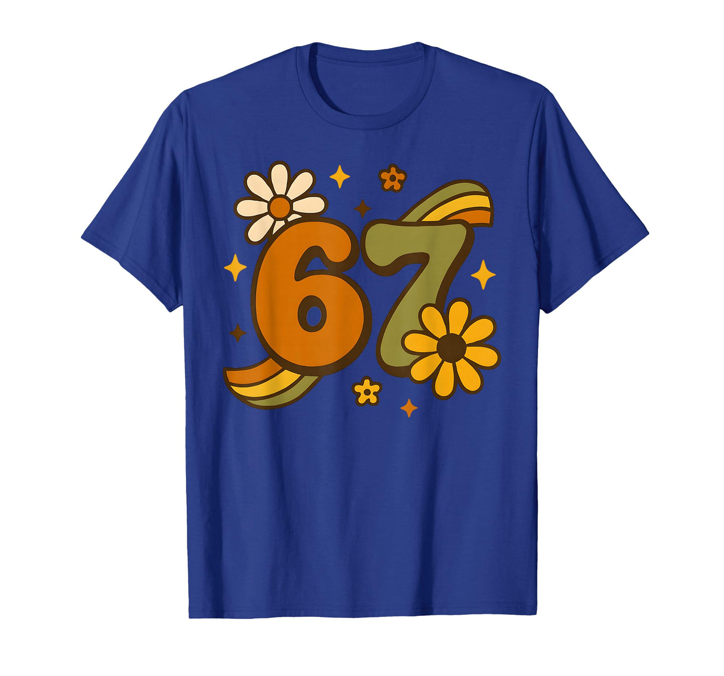 67 Meme Fall Autmn Groovy Retro 70s Six Seven Boho Flower T-Shirt