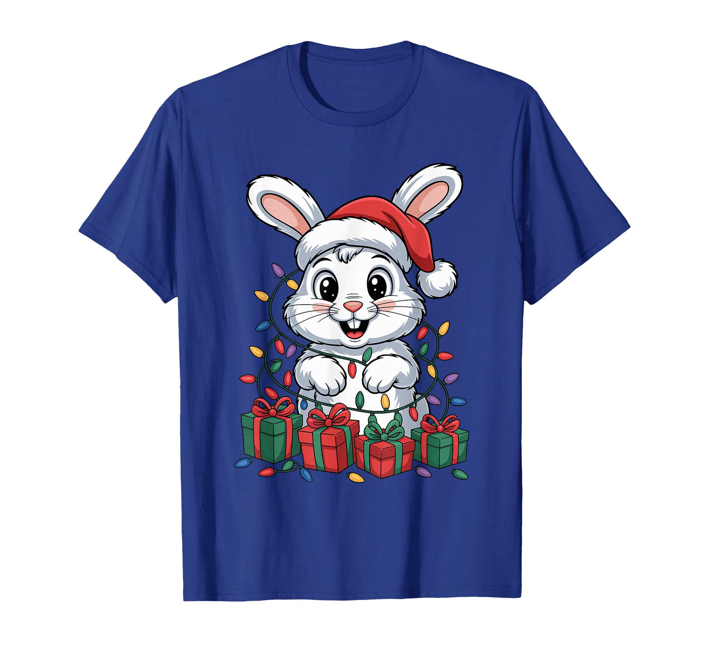 Rabbit Santa Hat Christmas Design Funny Animal Lover Holiday T-Shirt