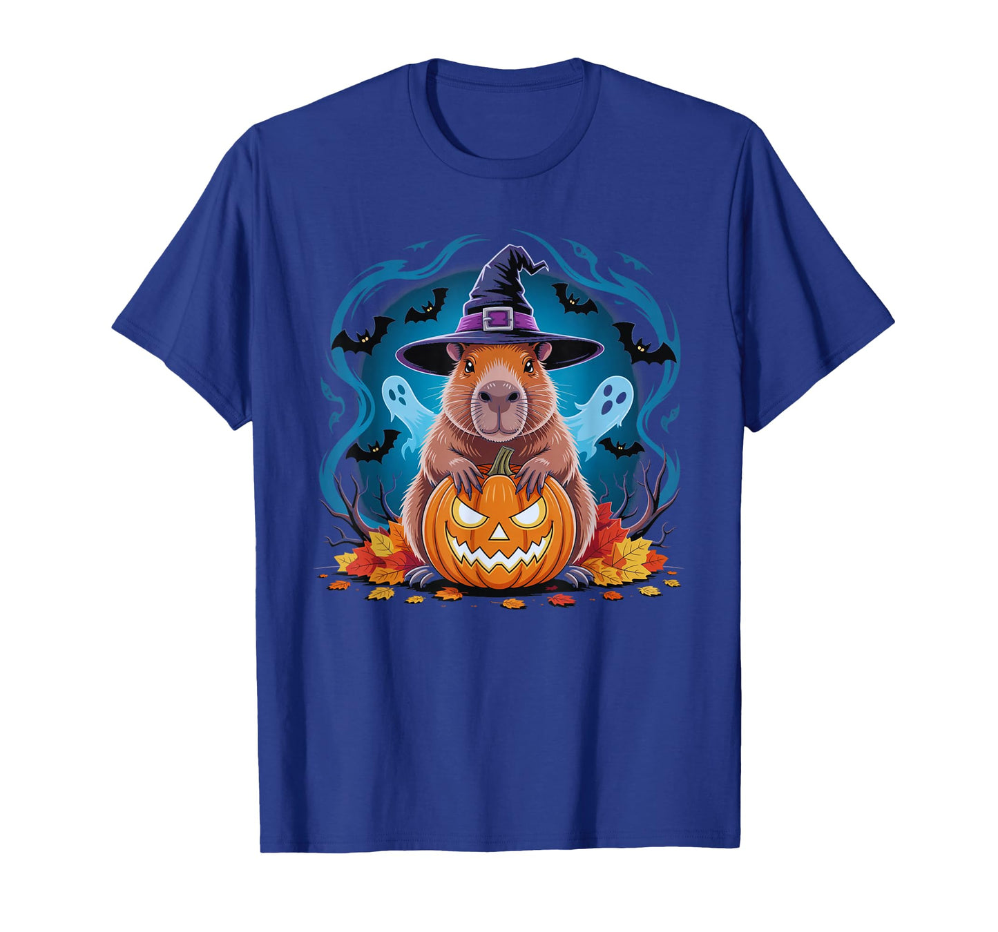 Funny Halloween Capybara Witch Hat Pumpkin T-Shirt