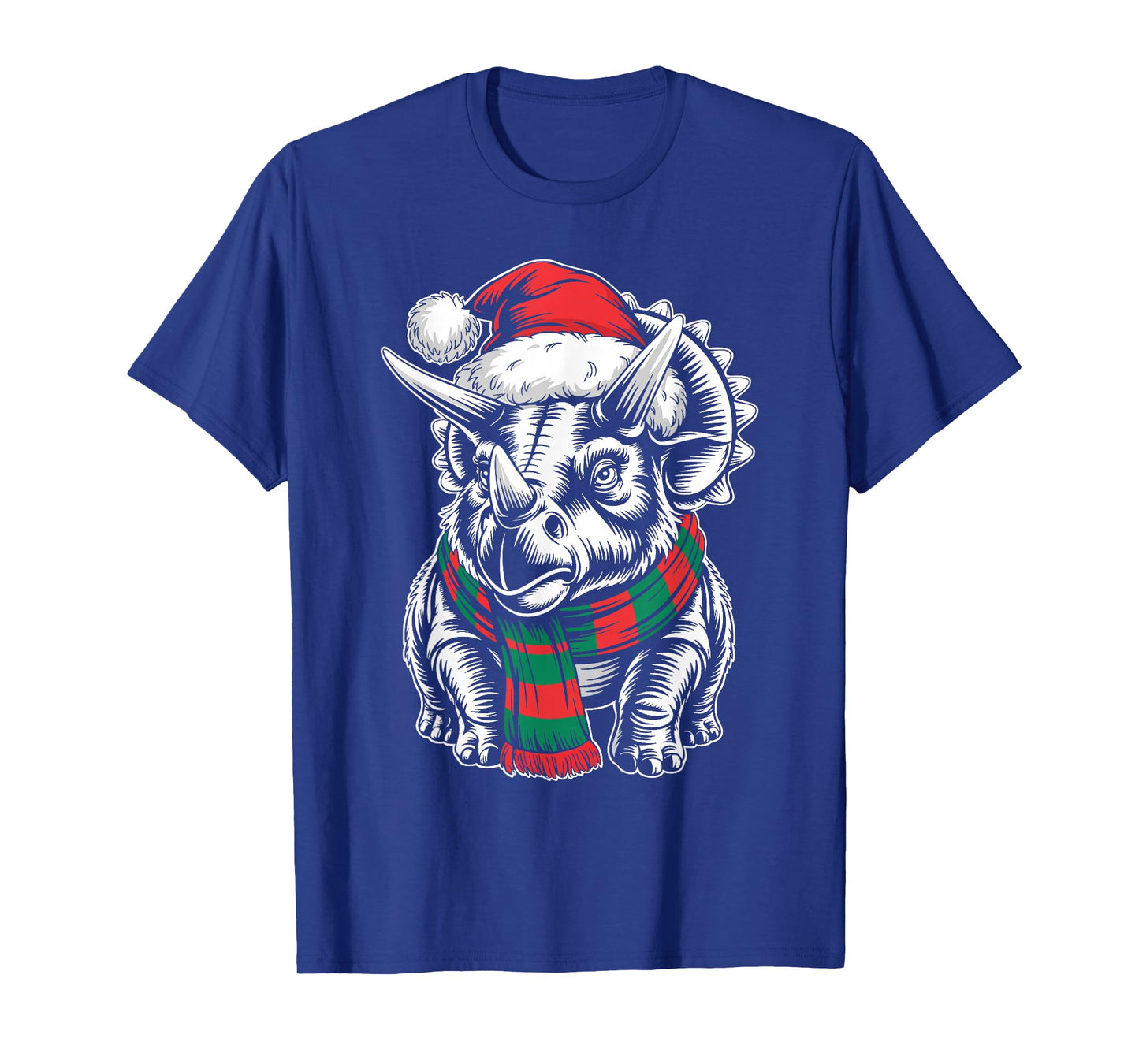 Triceratops Xmas Santa Hat Scarf Christmas Costume T-Shirt
