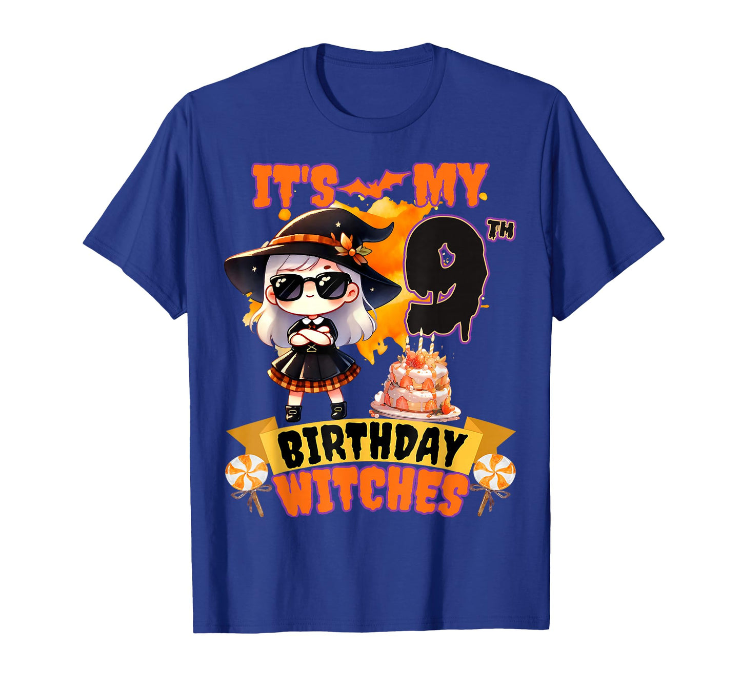 Kids 9th Birthday Cute Witch 9 Years Old Bday Party Girls T-Shirt