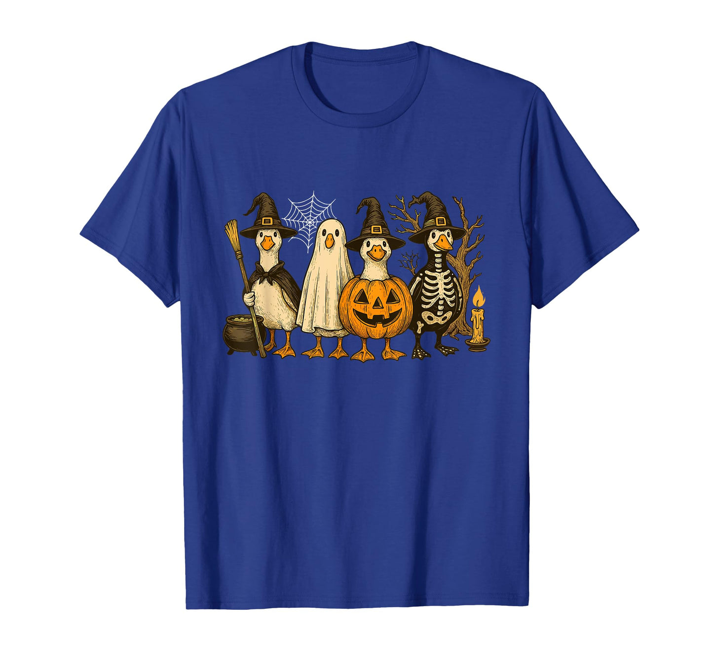 Just A Spooky Goose Halloween Goose Witch Ghost Silly Goose T-Shirt