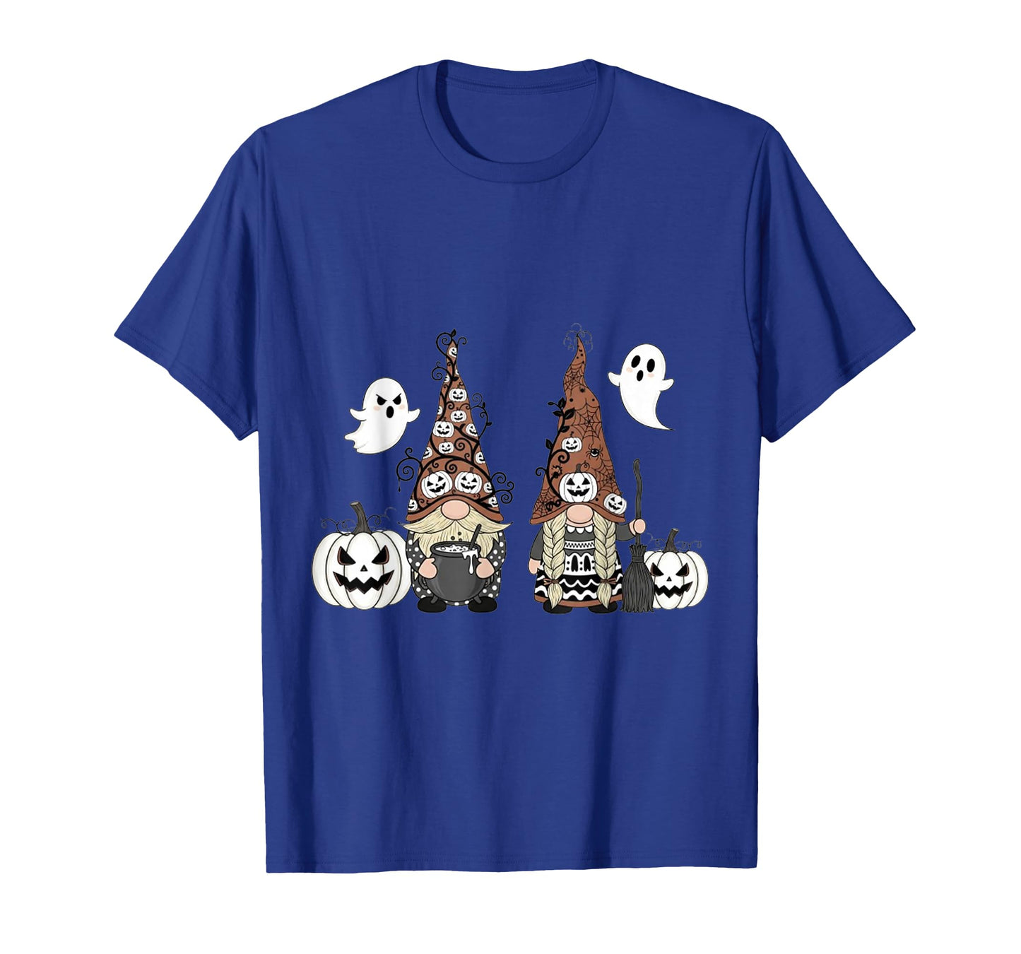 Funny Gnome Halloween with Pumpkin Ghost Leopard Design T-Shirt