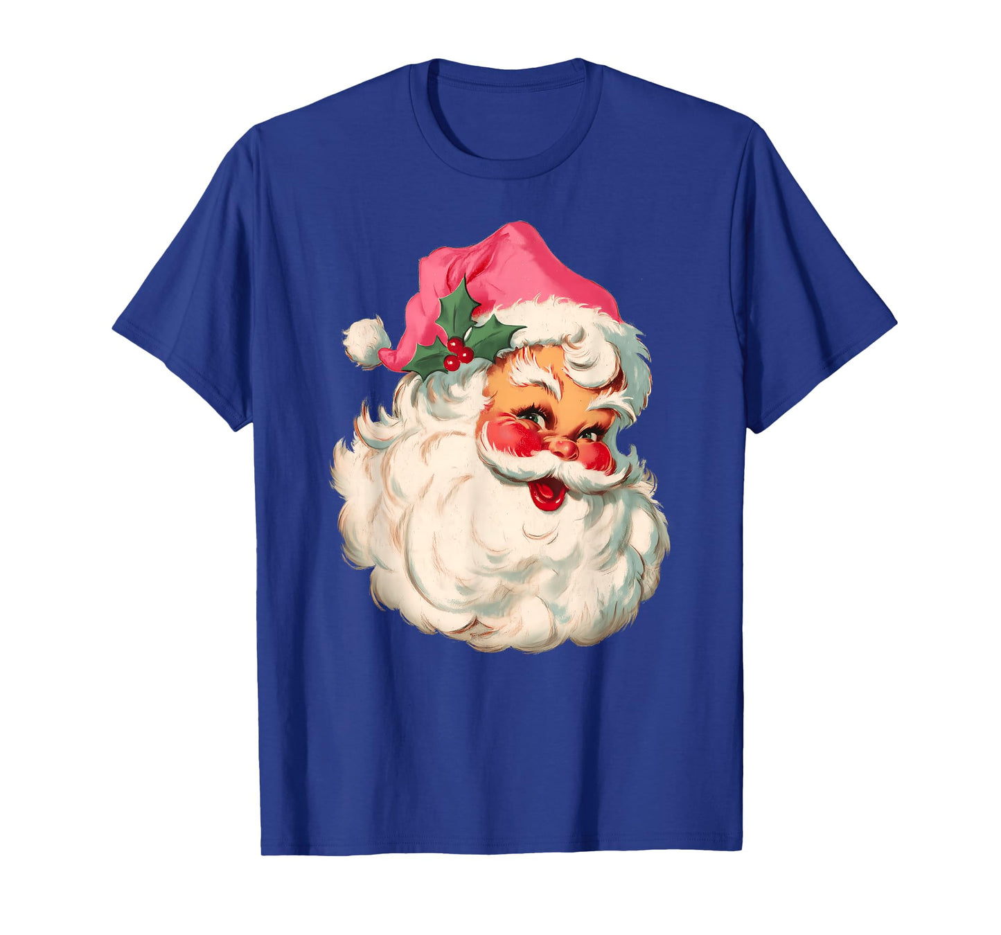 Vintage Retro Santa Christmas Bubble Gum Pink Sunglasses T-Shirt